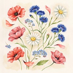 Fototapeta premium watercolor flowers background