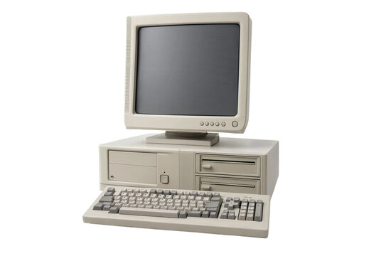 Complete Vintage Personal Computer System with CRT Monitor and Keyboard, late 80s PC