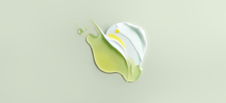 Moisturiser and serum together against. a light green background 