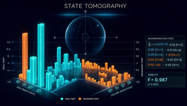 Quantum State Tomography Visualization with Bloch Sphere and Density Matrix Analysis