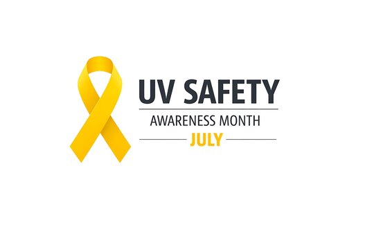 Uv safety awareness month yellow ribbon july campaign graphic with awareness