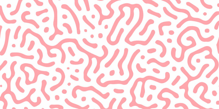 Pink turing pattern abstract seamless background with organic turing lines. Great for fashion textiles or wallpaper. Pink organic turing lines on a clean white background, reaction diffusion pattern