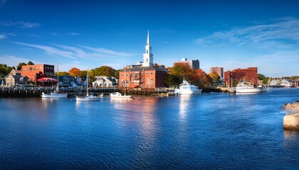 Obraz premium portsmouth new hampshire usa town skyline on the piscataqua river