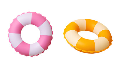 Two colorful life buoys floating side by side © jayeda