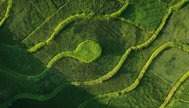 aerial top down view of green grass lawn field texture background for golf course or soccer field