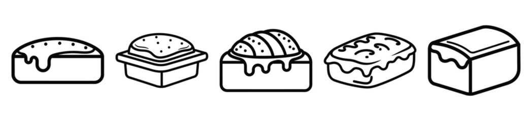 Fototapeta premium Simple line drawing of bakery practice baking icon set on a white background