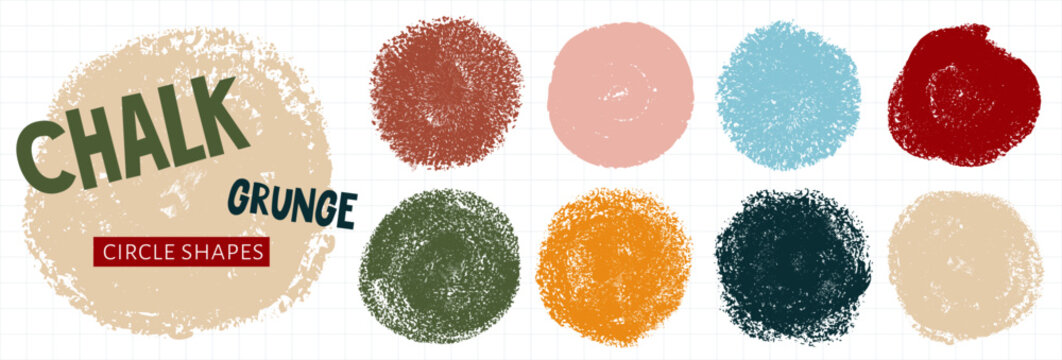 Drawn round chalk with paint stamp hand and crayon texture ink. Background button retro with swash shape seal and stroke effect rough. Grunge chalk drawn with vector handdrawn paint.