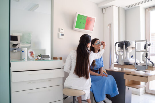 Eye Examination Performed By Professional In Clinic