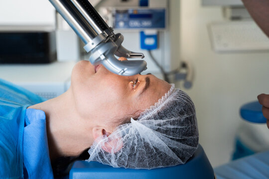 Patient At Eye Treatment With Laser Technology 