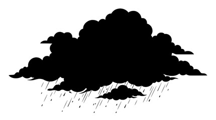 Fototapeta premium Stormy Black Cloud Silhouette with Rain Drops Vector Graphic Illustration