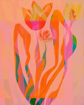 Vibrant Abstract Tulip Flower Drawing
