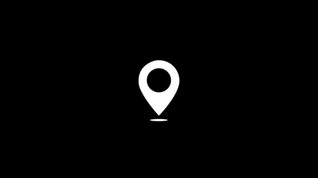 Location pin icon animation map marker and navigation point. Map location pin design for place address and destination marking. Digital location icon animation for map navigation and position.4k video