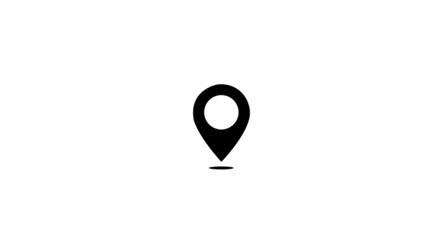 Location pin icon animation map marker and navigation point. Map location pin design for place address and destination marking. Digital location icon animation for map navigation and position.4k video