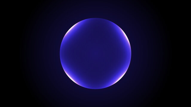 Neon futuristic 3d sphere of blue and purple glowing digital waves and particles egg on black background