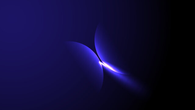 Neon futuristic 3d sphere of blue and purple glowing digital waves and particles abstract blue background with stars