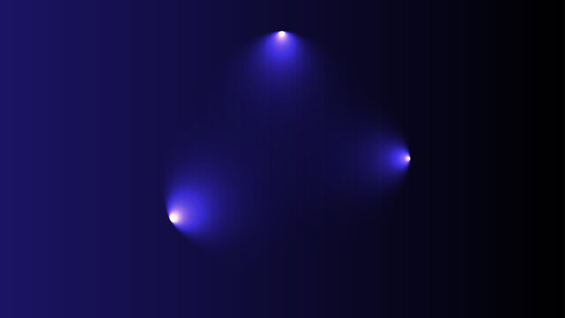 Neon futuristic 3d sphere of blue and purple glowing digital waves and particles spotlight on a blue background