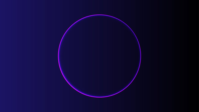Neon futuristic 3d sphere of blue and purple glowing digital waves and particles glowing neon sign
