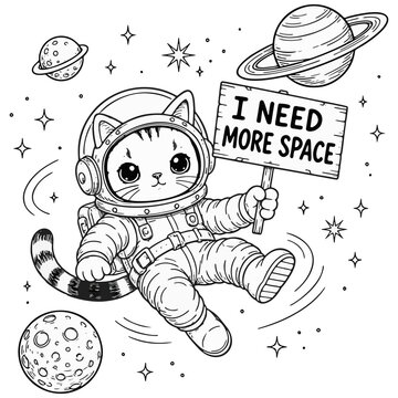 I Need More Space Funny Cat Astronaut