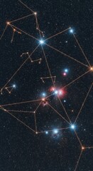 Starry night sky, constellation map, astronomy background, celestial navigation © MstKolpona