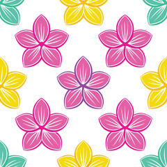 Fototapeta premium orchid seamless pattern colorful on white background