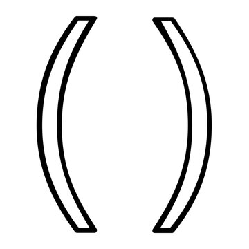 Clean flat vector line icon of coding syntax brackets for developer tools, web tutorials, software dashboards, and programming lessons.