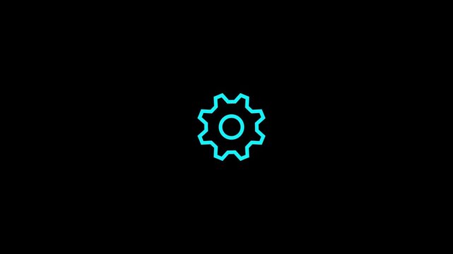 Gear spinning. Gear rotating animation on black background. 4k video