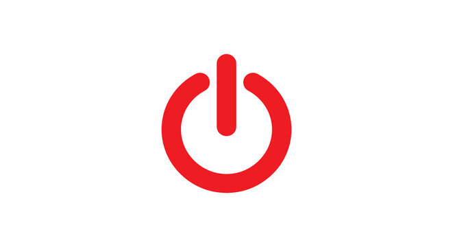 Power button icon a red symbol on a white background