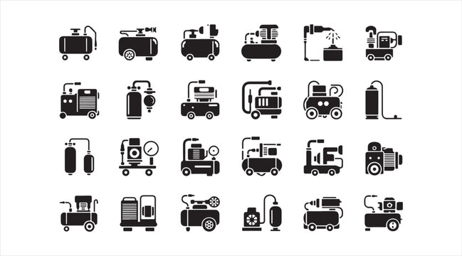 Textile Manufacturing Icons with Sewing Machines Tailoring Tools and Factory Equipment