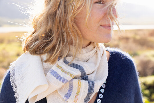 close up portrait of blonde young woman's face