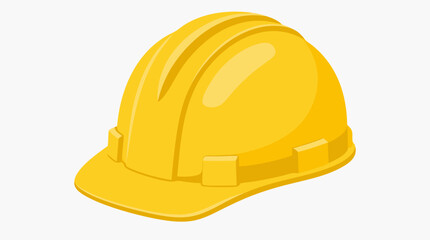 Fototapeta premium Bright yellow construction safety hard hat isolated on a clean background in a flat vector illustration perfect for industrial safety and construction industry themes.
