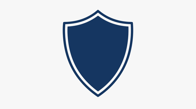 A plain navy blue shield-shaped crest emblem on a grey background shown as a flat vector illustration, suitable as a customizable sports team logo template, heraldic branding element, and security bad