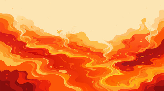 A clean flat vector illustration of a vibrant abstract wavy liquid lava gradient background in fiery orange and red tones, ideal for dynamic poster, banner, and branding designs.