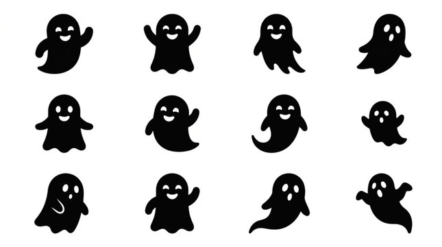 Black ghost icons in various poses.
