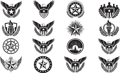 Fototapeta premium American Military Eagle Crest Badge Vectors