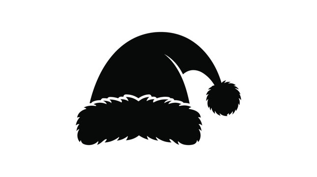 Santa claus hat silhouette on a white background