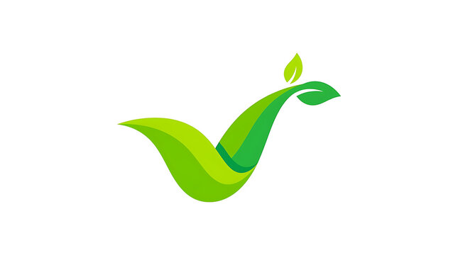Green leaf checkmark tick mark symbol logo. Eco friendly organic approval concept illustrating sustainable green choice. Suitable for natural product certification labels. Transparent PNG.