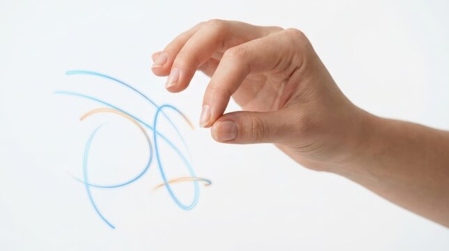 Hand hovering over image of a hand making finger puppets
