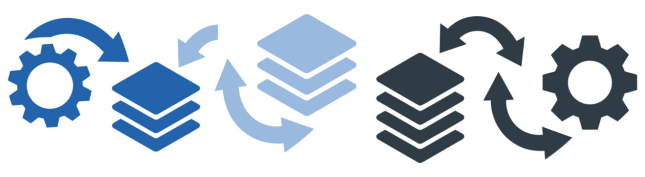 Batch Processing Icon Featuring Automated Workflow Data Queue and Task Execution Symbol Isolated on Transparent Background Vector Designs