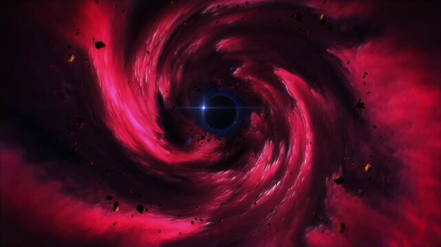 Abyssal Black Hole Consuming the Crimson Cosmos