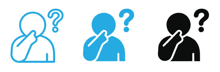 Question mark icons depicting puzzled people thinking with query signs vector illustration . © Nabila