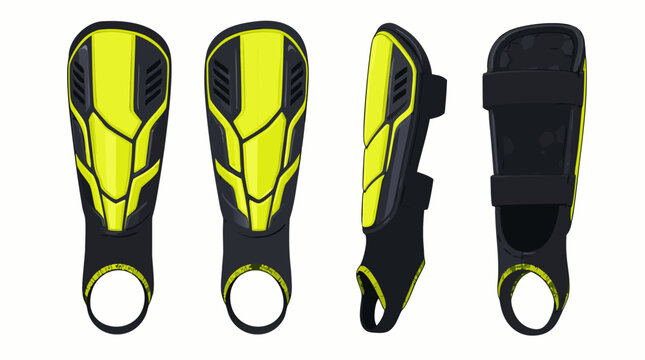 Protective soccer shin guards designed for footballers, flat vector illustration suitable for sports equipment catalogs and football gear brand designs.