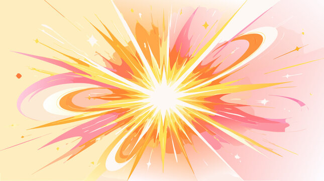 Bright glowing star burst explosion effect with radiant rays on a clean background, flat vector illustration ideal for promotional badges, sale labels, and graphic design elements.
