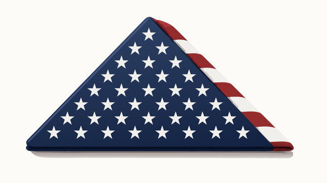 Clean flat vector illustration of a folded American flag on a light background, ideal for patriotic holiday, Memorial Day, Veterans Day, or civic design projects.