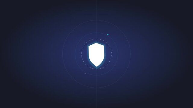 sleek cyber security lock shield protection motion