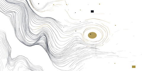 Technical topographic map showing concentric elevation contours and grid lines with topography elevation geography cartography landscape navigation technical plotting altitude measurement © MD OSMAN
