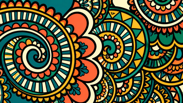 Vibrant Boho Mandala Tribal Colorful Illustration