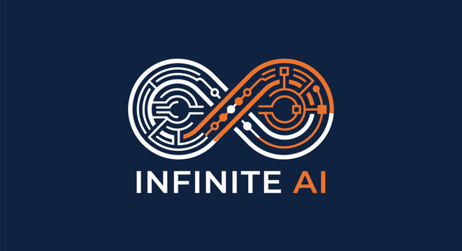Futuristic Infinite AI Logo | Infinity Symbol & Circuit Patterns | Modern Branding