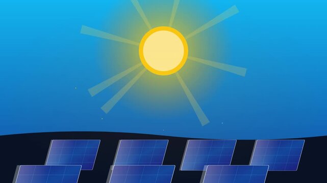 renewable solar panel energy sun rays modern illustration