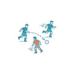 Obraz premium Three soccer players in action.