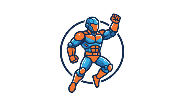 Superhero in Blue and Orange Costume.